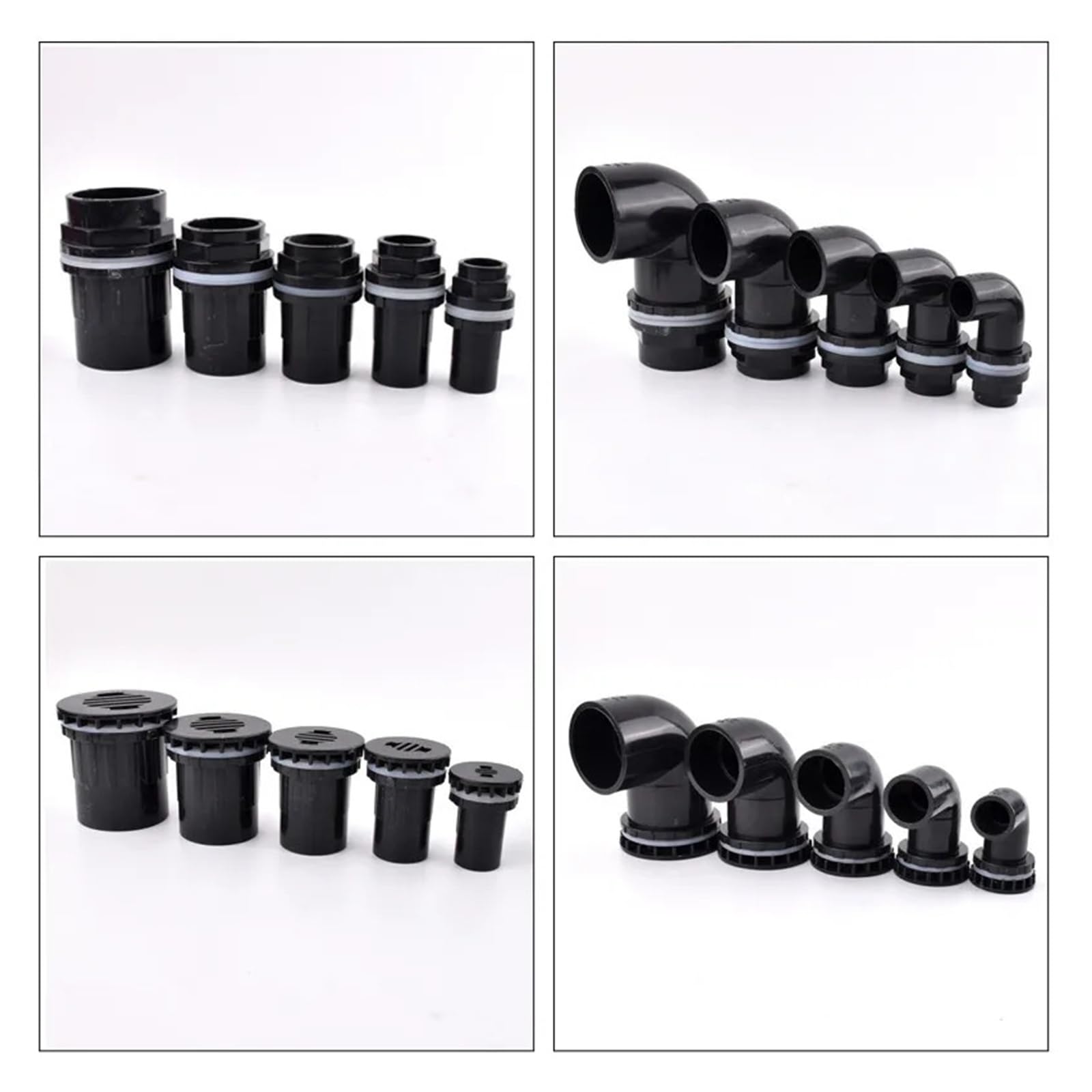 Connecteur De Tuyau En PVC Noir, 20~50mm, UPVC, Coude D'eau Jardin, Joint T, Alimentation Réservoir D'aquarium, Connecteurs D'extrémité Drainage(Union,40mm Black (2pcs))