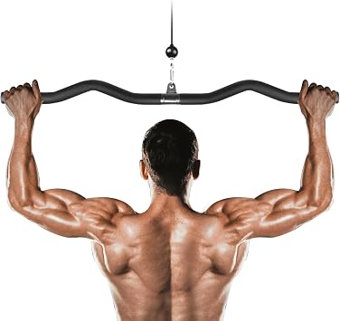Fitness LAT Pulldown Bar, Gym Cable Machine Attachment LAT Bar, Curl Bar Tricep Press Down Bar Back Arm Muscle Building Strength Workout