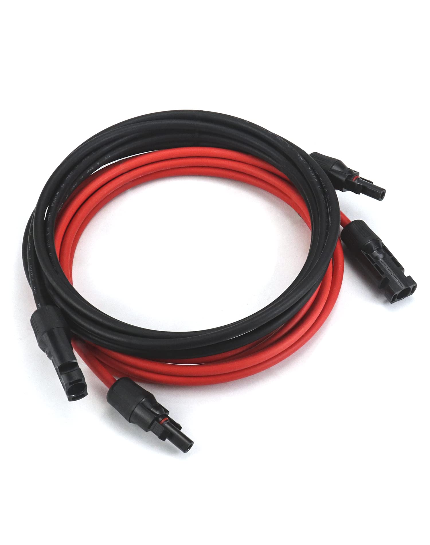 QWORK® 10FT Solar Panel Extension Cable with IP67 Waterproof Female and Male Connectors - 12AWG 4mm² - Red + Black