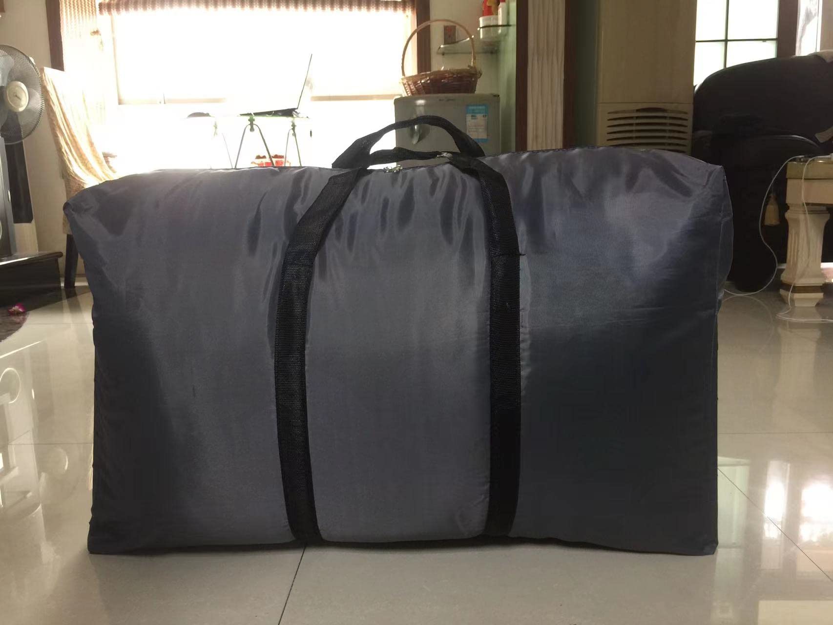 Duża torba do przechowywania, 2 sztuki, składane torby do przechowywania, 120 l, torba podróżna, tkanina Oxford, wytrzymała torba z uchwytem, składany organizer na kołdry, szara