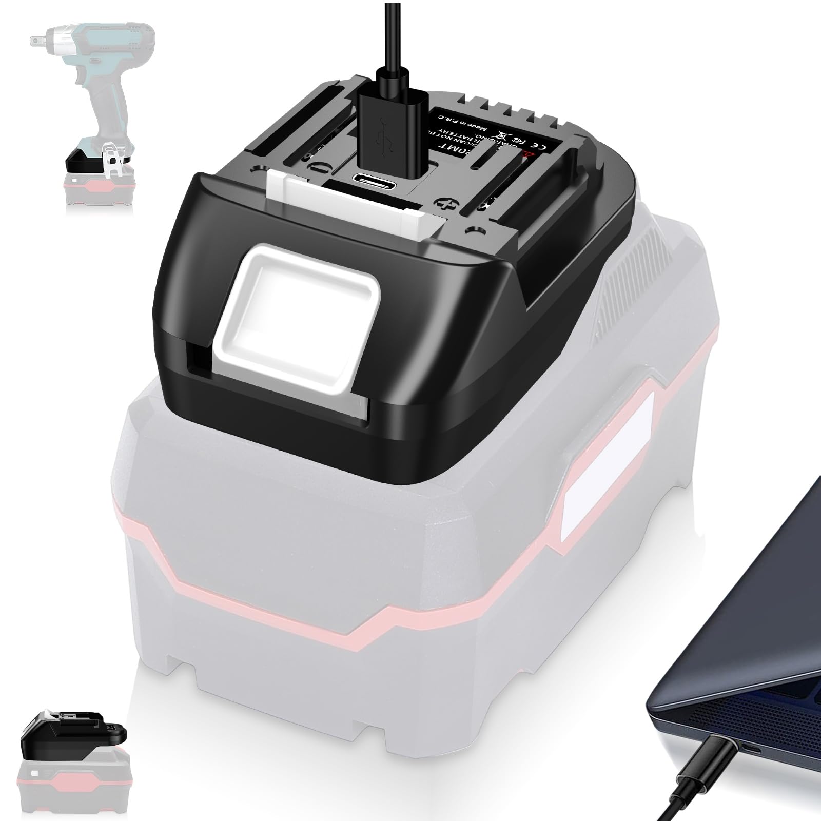 New Version-PAR20MT Battery Adapter for Parkside to for Makita, Adaptor for Makita Tool to Parkside 20V Xteam Battery with USB A& C Fast Charging Port(Converter Only)