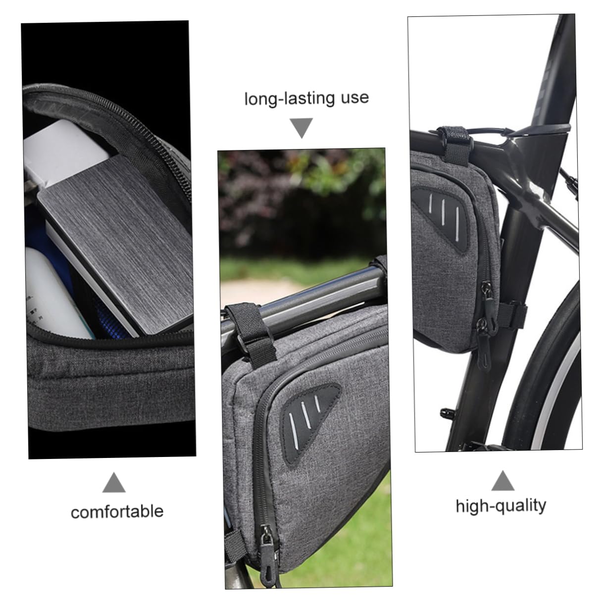 INOOMP 3 PCS Bike Bag Telaio Nero Biciclette Accessori per Il Ciclismo Sacchetto della Sella della Bici Panno di Nylon Sacchetto della Bici Nero Borse Sella Cellulare Sacchetto di