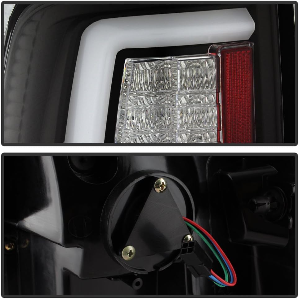 ACANII - For [Factory LED Tail Light Model] 2013-2018 Dodge Ram 1500 Black LED Tube Tail Lights Brake Lamps V2 Pair