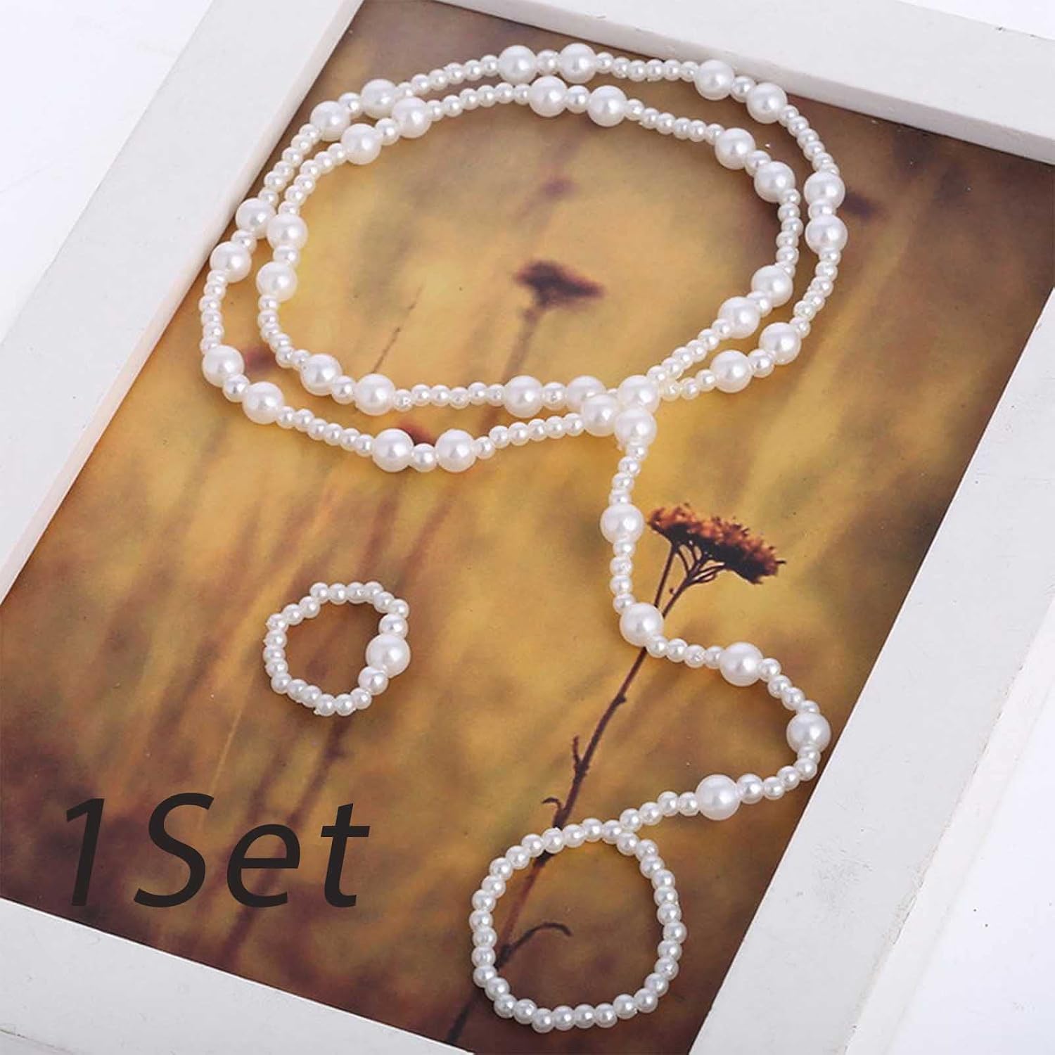 Yheakne Boho Pearl Barefoot Sandal Anklet Gold Pearl Ankle Bracelet Toe Ring Anklet Vintage Summer Foot Chain Jewelry for Women and Girls (2 Layer) - Image 3