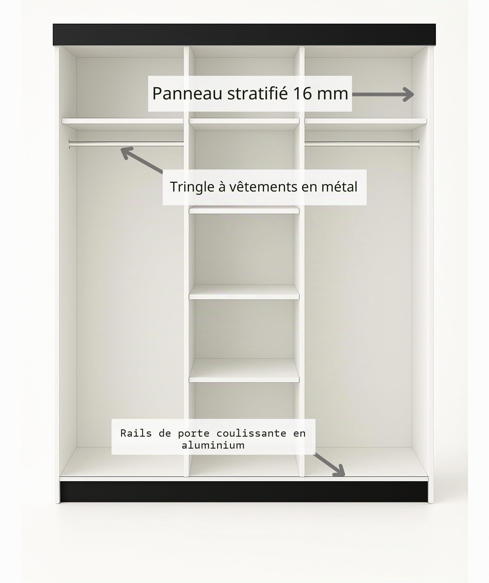 KIER FURNITURE Armoire Dressing LAMARO Chêne Craft doré/Blanc 200x205x59 cm