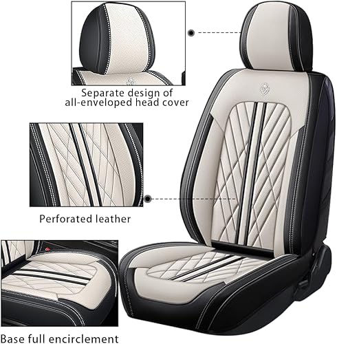 Miniatura 2 de Funda de asiento de automóvil para Nissan Titan 2004-2023, 2 asientos, de piel napa, impermeable, antideslizante, compatible con bolsa de aire,