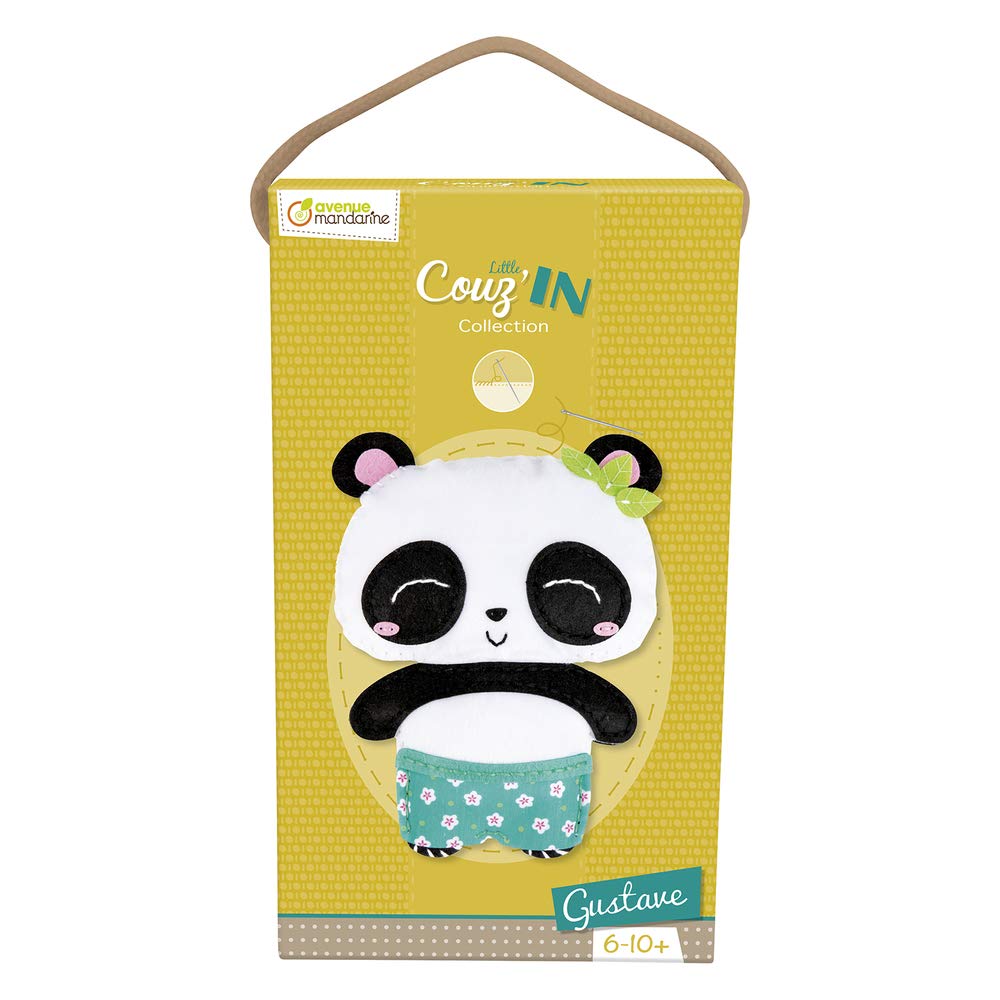 Avenue Mandarine - Ref KC110C - Little Couz'IN - Gustave the Panda - Felt Animal to Sew, Pre-Drilled Elements, Full Instructions Included, Suitable for Ages 6+