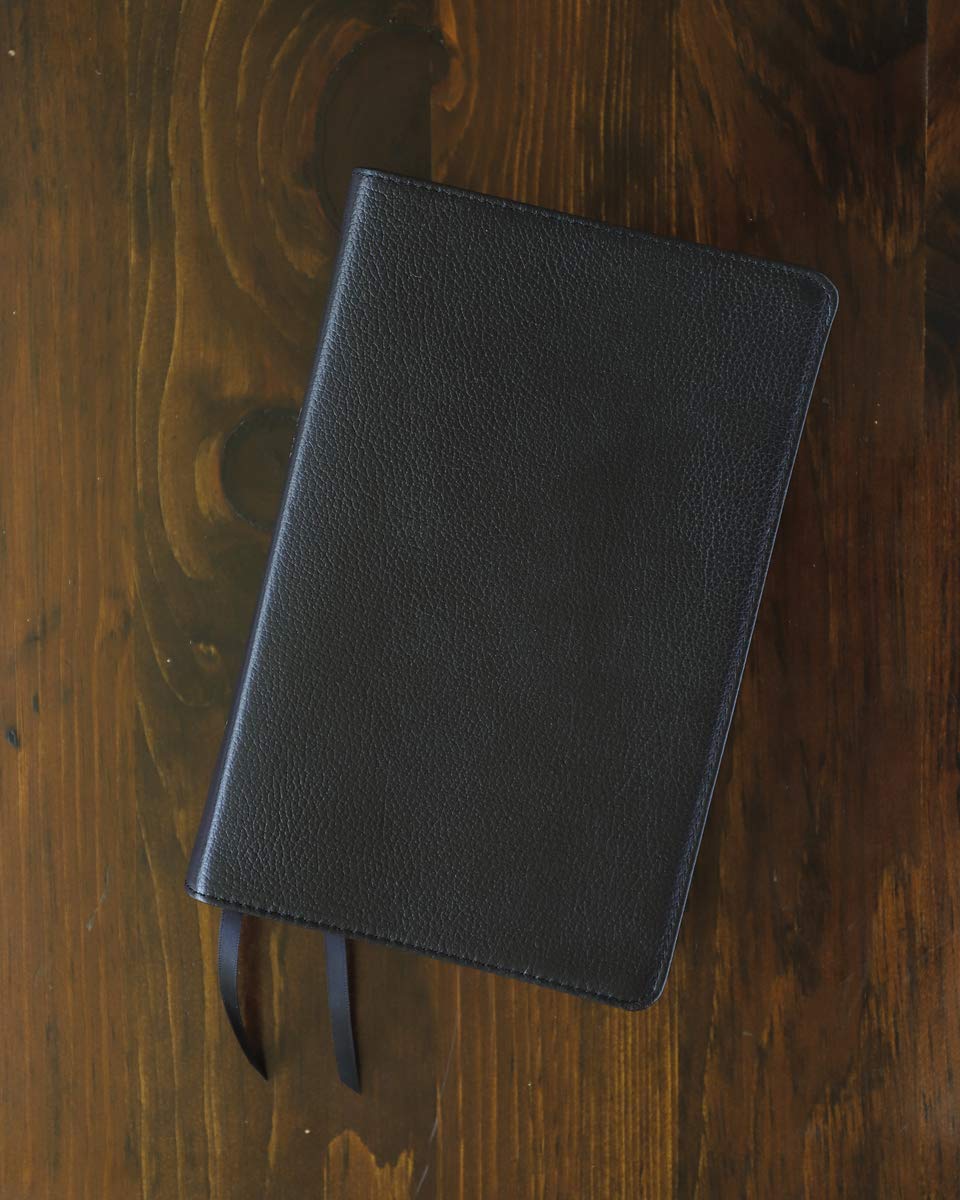 NIV, Personal Size Reference Bible, Large Print, Premium Leather, Calfskin, Black, Red Letter, Comfort Print