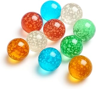 ARSUK Large Glass Shooter Marbles for Decoration 25mm/1 inch 10pcs Assorted Colour Marble Game, Marble Run Accessories Learning and Recreational, Sports & Outdoor Play (10pcs Glowinthe Dark Marbles)