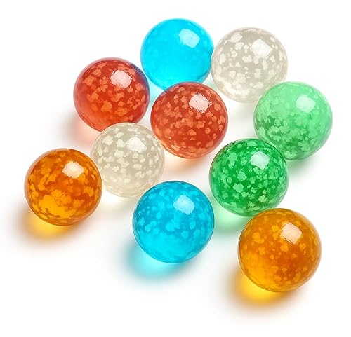 ARSUK Canicas Fosforescentes de Vidrio – 10 Unidades 25 mm Hechas a Mano, Set Luminoso Que Brilla en la Oscuridad para Marble Run, Pistas de Canicas, Juego Educativo, Decoración Hogar y Jardín, 250g