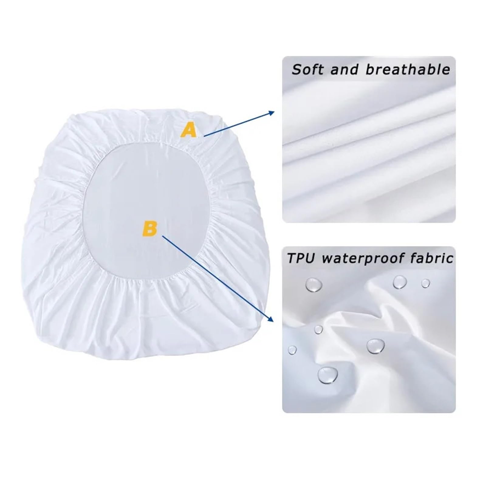 Sobrecolchón Acolchado de Microfibra Sábana Ajustable Impermeable for Cama sólida, cubrecolchones Ajustables, 4 Esquinas con Banda elástica(1,53x203cm)