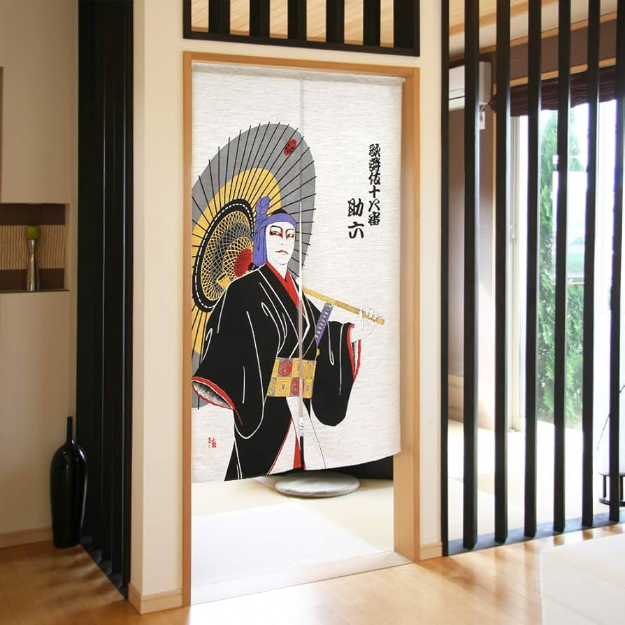 Amazon｜のれん工房 のれん 浮世絵 和風 タペストリー 歌舞伎 半間