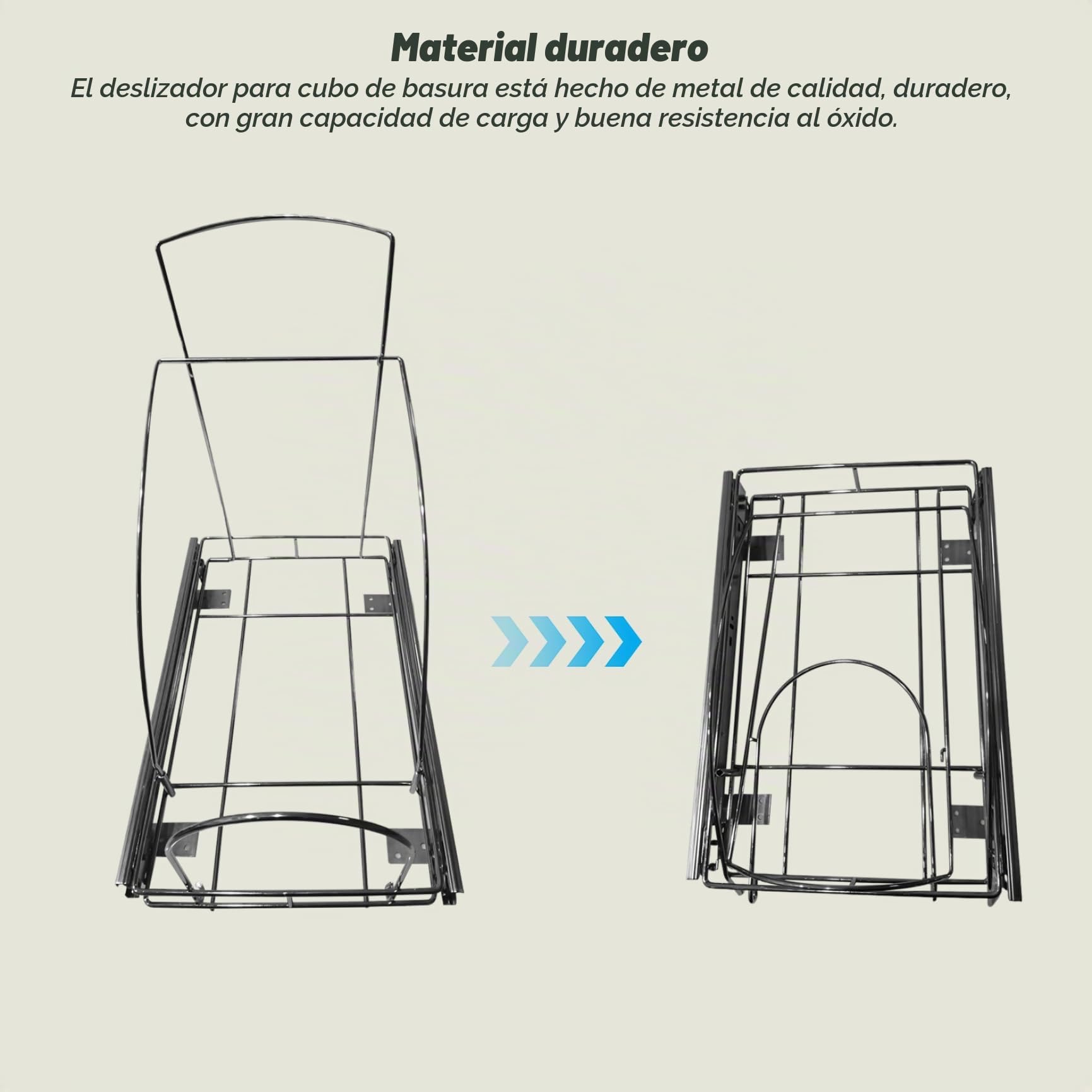 Cubo de basura debajo del fregadero, deslizador de basura para gabinete de cocina, cubo de basura extraíble ajustable debajo del gabinete, 16.5 x 15.8 x 11 pulgadas (bote de basura no incluido)