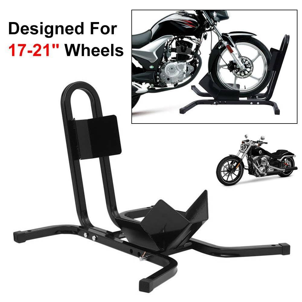 Support de Moto à Bascule Universel – Bloque Roue Avant Moto Réglable 17–21 Pouces, Béquille Moto Atelier, Lève Moto pour Transport & Garage, Porte Moto Attelage avec Support de Roue Noir