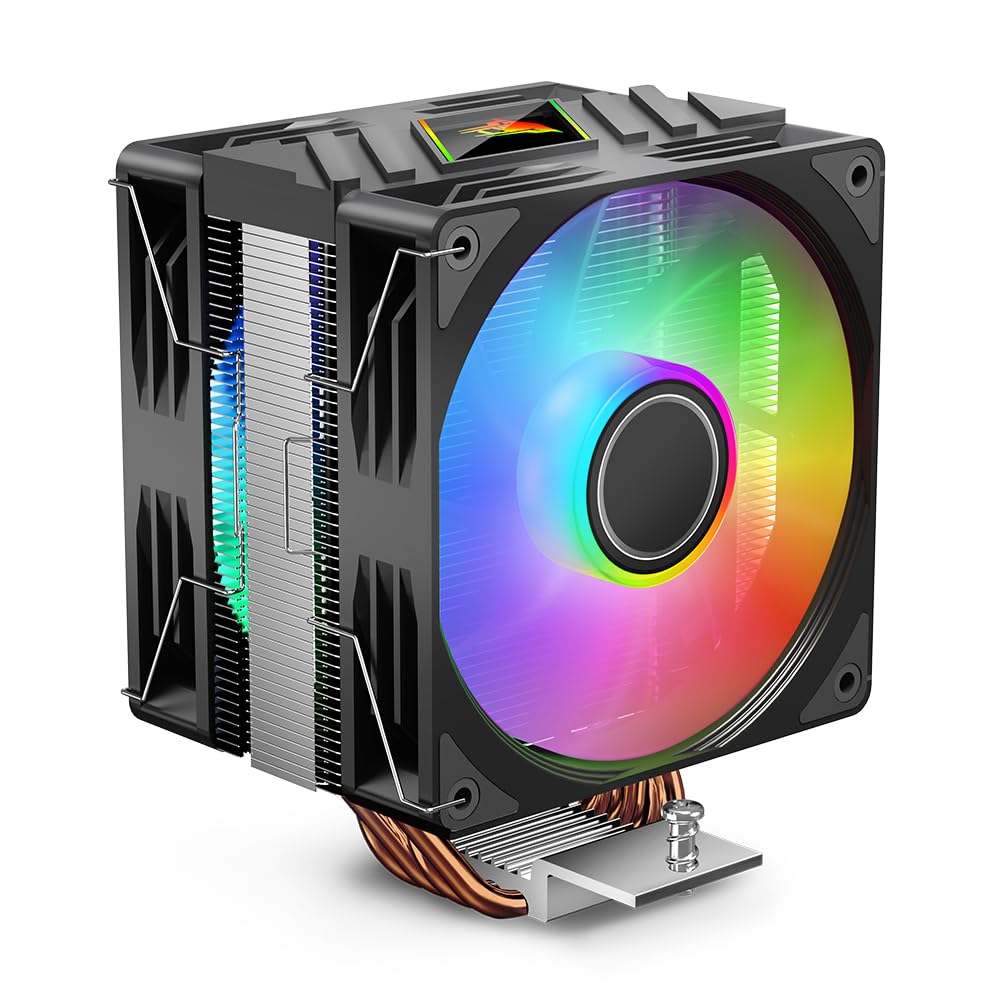 ICOLER Jungle Leopard K400 PRO CPU Cooler PC Computer, 1800RPM Dual 120mm PWM Case Fan, 4 Heatpipes, Aluminium Heatsink, for AMD AM4/AM5/Intel LGA 1150/1151/1155/1200/1366/2011/1851 (Black)