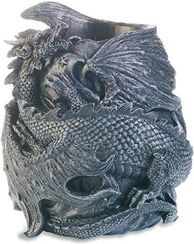 Pot à crayon gothique dragon noir, rangement bureau design original