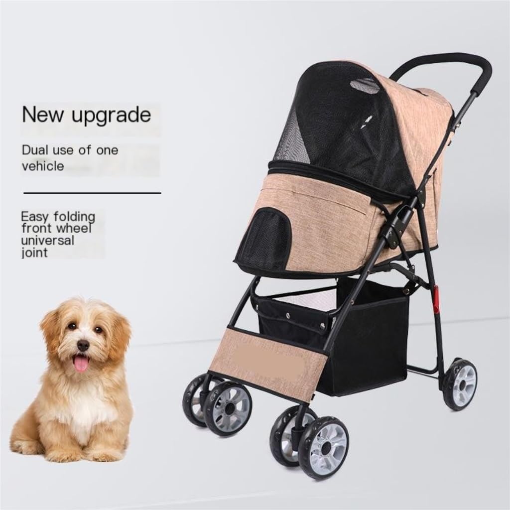 Pet Strollers Pet Stroller, Lightweight Folding Stroller, Lightweight Four-Wheeled Stroller for Cats to Go Out for A Walk Pet Stroller Medium(K)