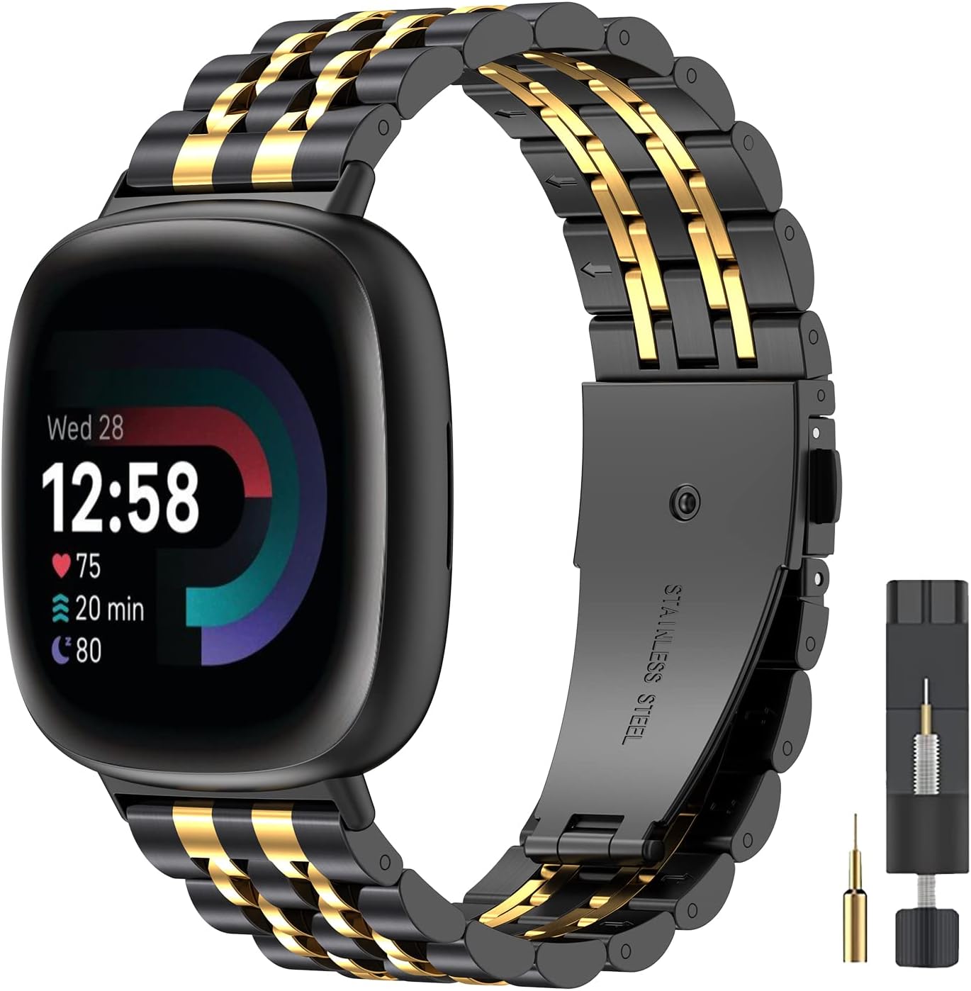 ZPJPPLX for Fitbit Versa 4/Sense 2 Metal Bands for Men Women,Compitaple with Fitbit Versa 3/Sense Stainless Steel Watch Band