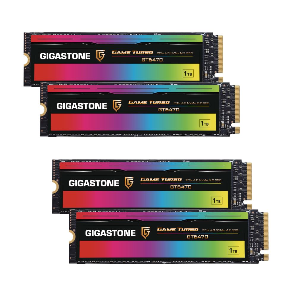 Gigastone Game Turbo PCIe Gen4x4 SSD 1TB (4-Pack) Up to 7,300MB/s with SLC Caching Gaming/PC/Desktop/Laptop 5-Year Warranty M.2 NVMe PCIe 4.0 2280 Internal Solid State Drive 1TB GAME TURBO PCIe 4.0 SSD 4-Pack