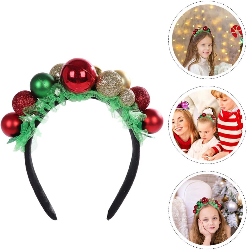 Amosfun Christmas Heabands Cute Glitter Xmas Ball Bell Headwear Hair Hoop Hairband for Kids Xmas Holiday Hair Accessories Party Favors - Image 5