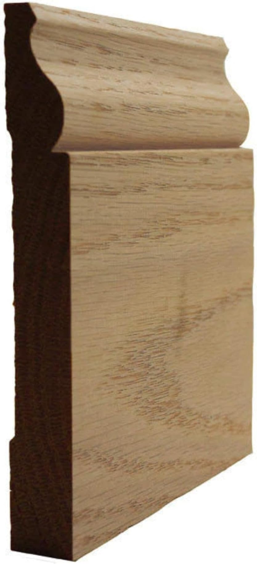 EWBB12 Colonial Baseboard 5-1/4" Tall x 11/16" Moulding. Unfinished, Red Oak, 94"