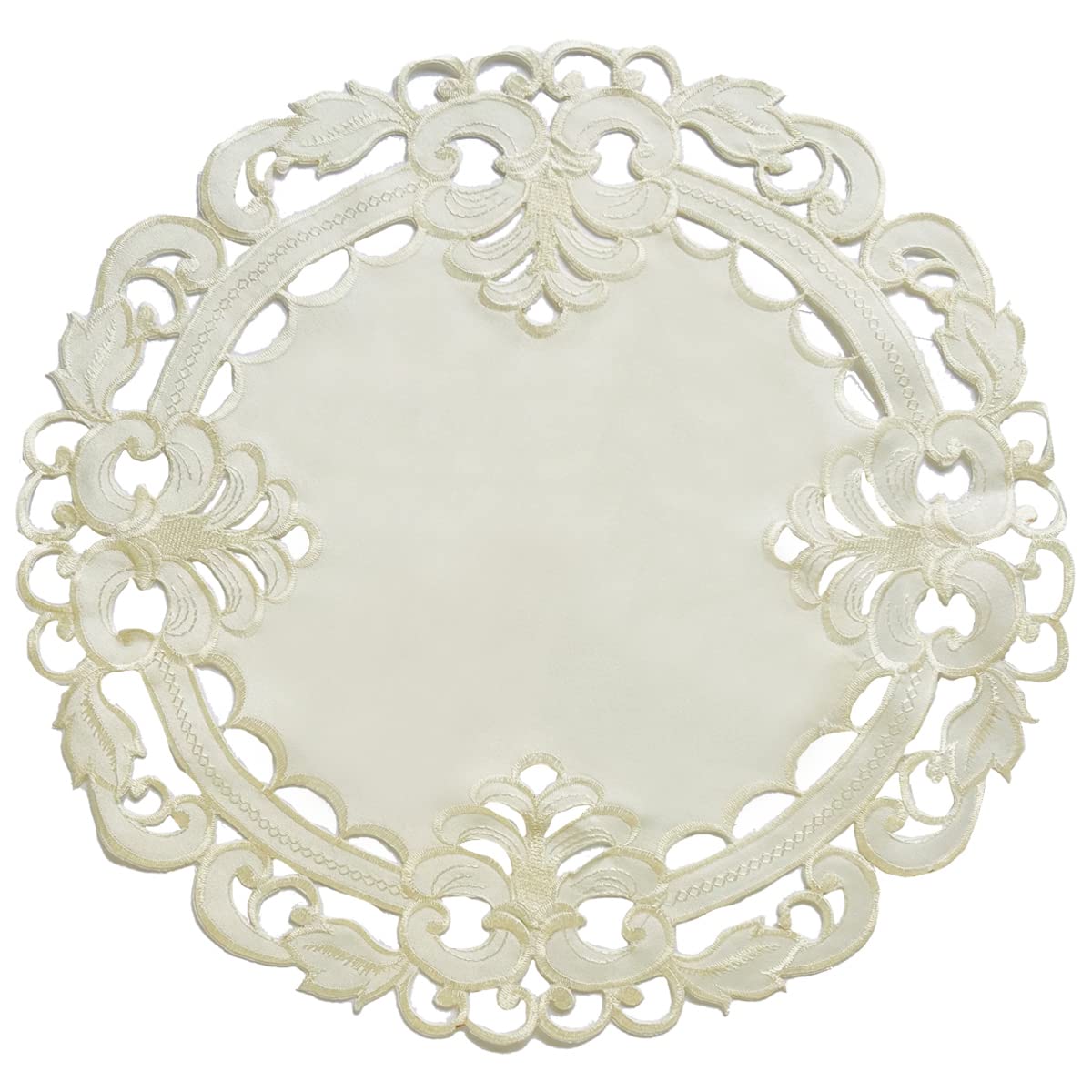 Decozen Doilies for Dining Table Coffee Table Kitchen Table with Intricate Cutouts Embroidery and Elegant Details for Kitchen Decor 15" Diameter Set of 4