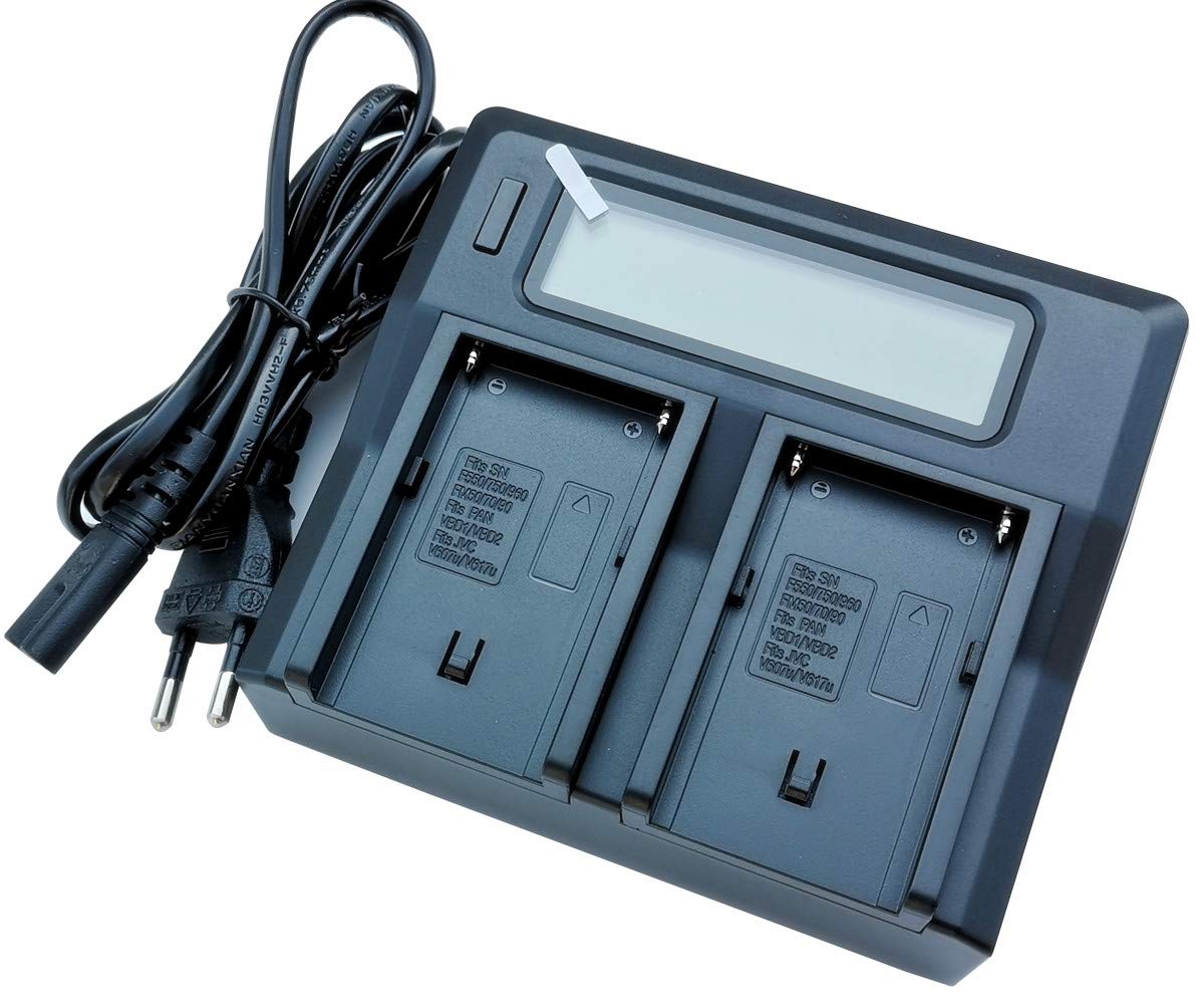 Quick LCD - Cargador de batería para NP-F990 NP-F970 NP-F960 NP-F950 NP-F930 NP-F330 NP-F550 NP-F750 NP-F770 NP-FM500H NP-FM55H NP-QM90 NP-FM91 CCD-TRV DCR-TRV NP-F Series