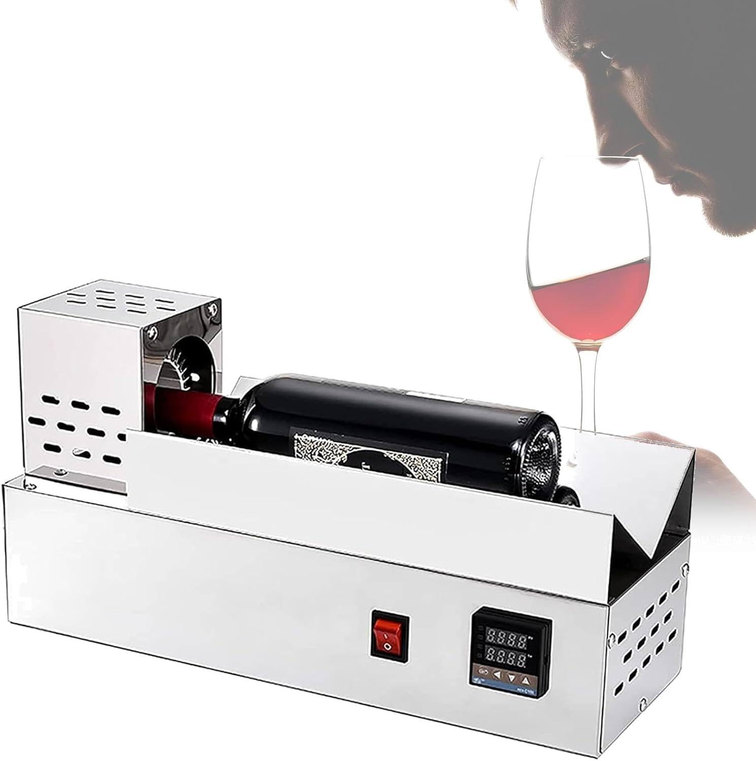XNZJHPP Wine Bottle Heat Shrink Capsule Machine, PVC Shrinker with Digital Thermostat, Stainless Steel Body, Manual Operation - Perfect for Wine Packaging
