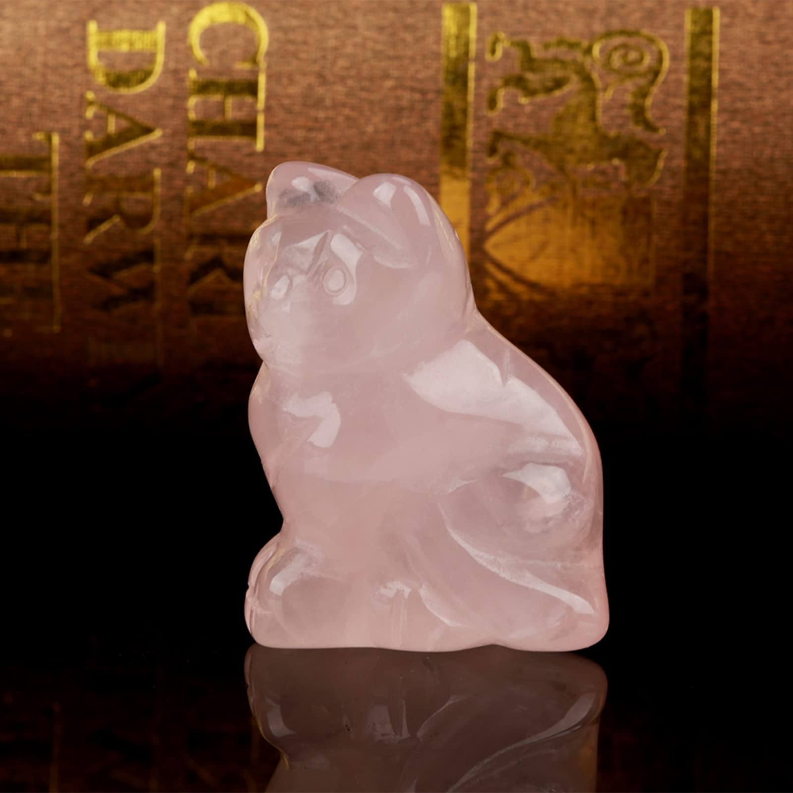 Rose Quartz Carved Kitten Shaped Decor Crystal Healing Stone Home Office Gemstone Decoration,1.4 x 1 x 0.6inch - Image 3