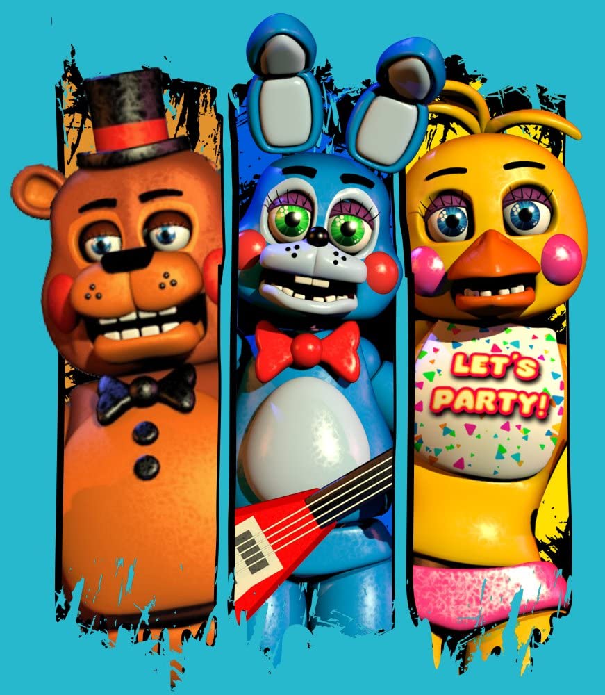 Five Nights at Freddy's Characters Pins - Maglietta da ragazzo, colore: nero