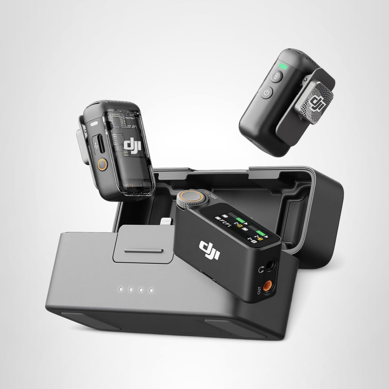 DJI , Wireless Lavalier Microphone, Intelligent Noise Cancelling, 32-bit Float Internal Recording, 820 ft.(250m) Range, Microphone for iPhone, Android, Camera