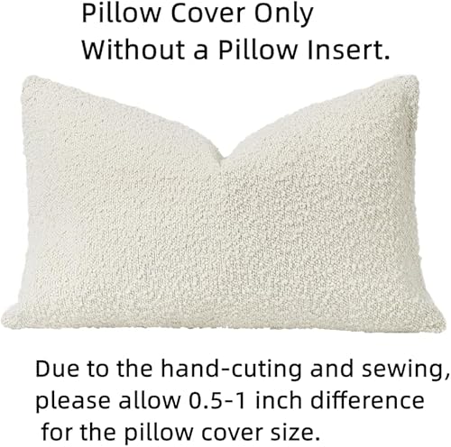 Miniatura 4 de Sunkifover Fundas de cojín con textura de buclé de 12 x 20 pulgadas, funda de cojín rectangular neutra decorativa para sofá, sofá cama, dormitorio,