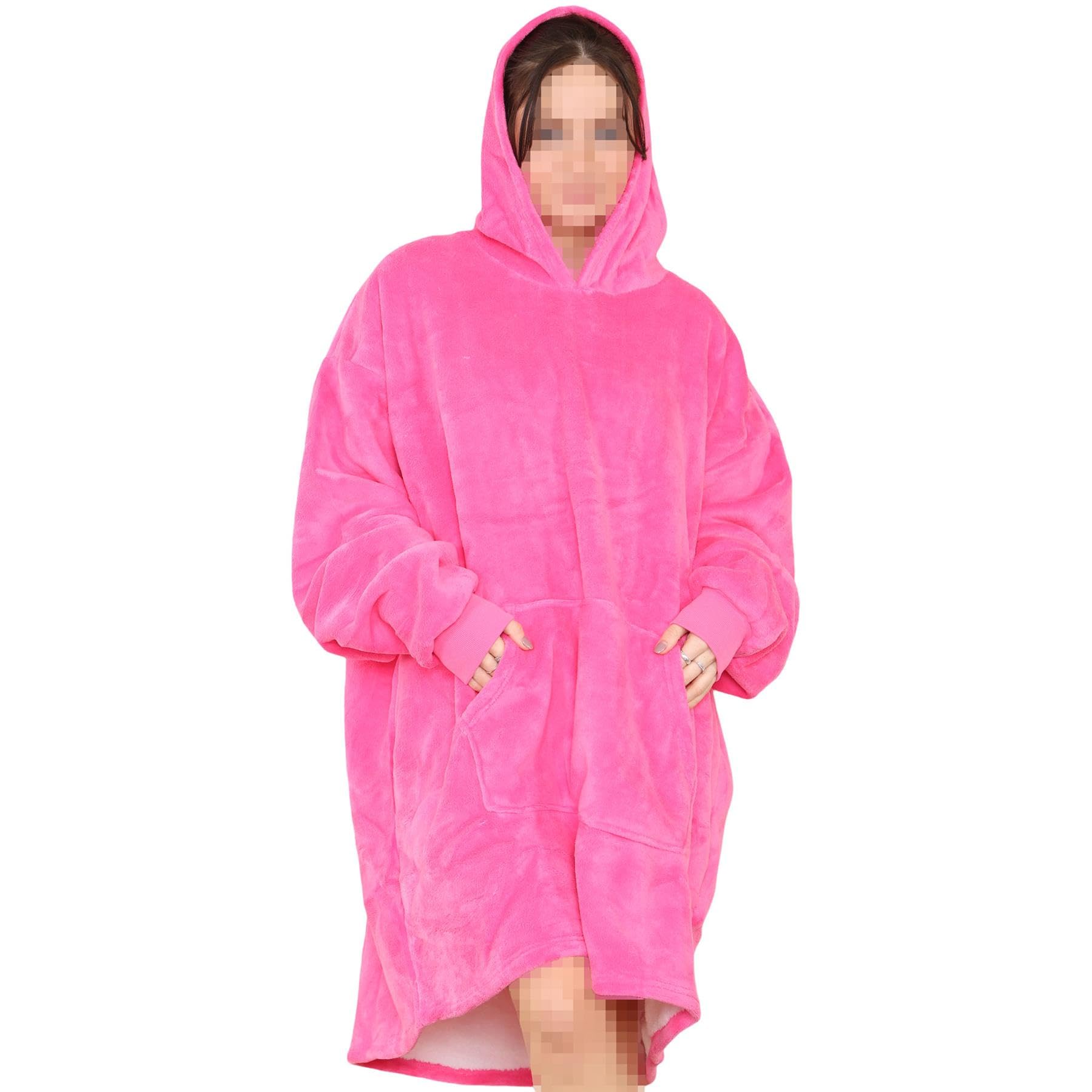 A2Z Adult Oversized Hoodie Snuggle Warmth Sherpa Fleece Lining - Snuggle 958 Pink Adult One Size