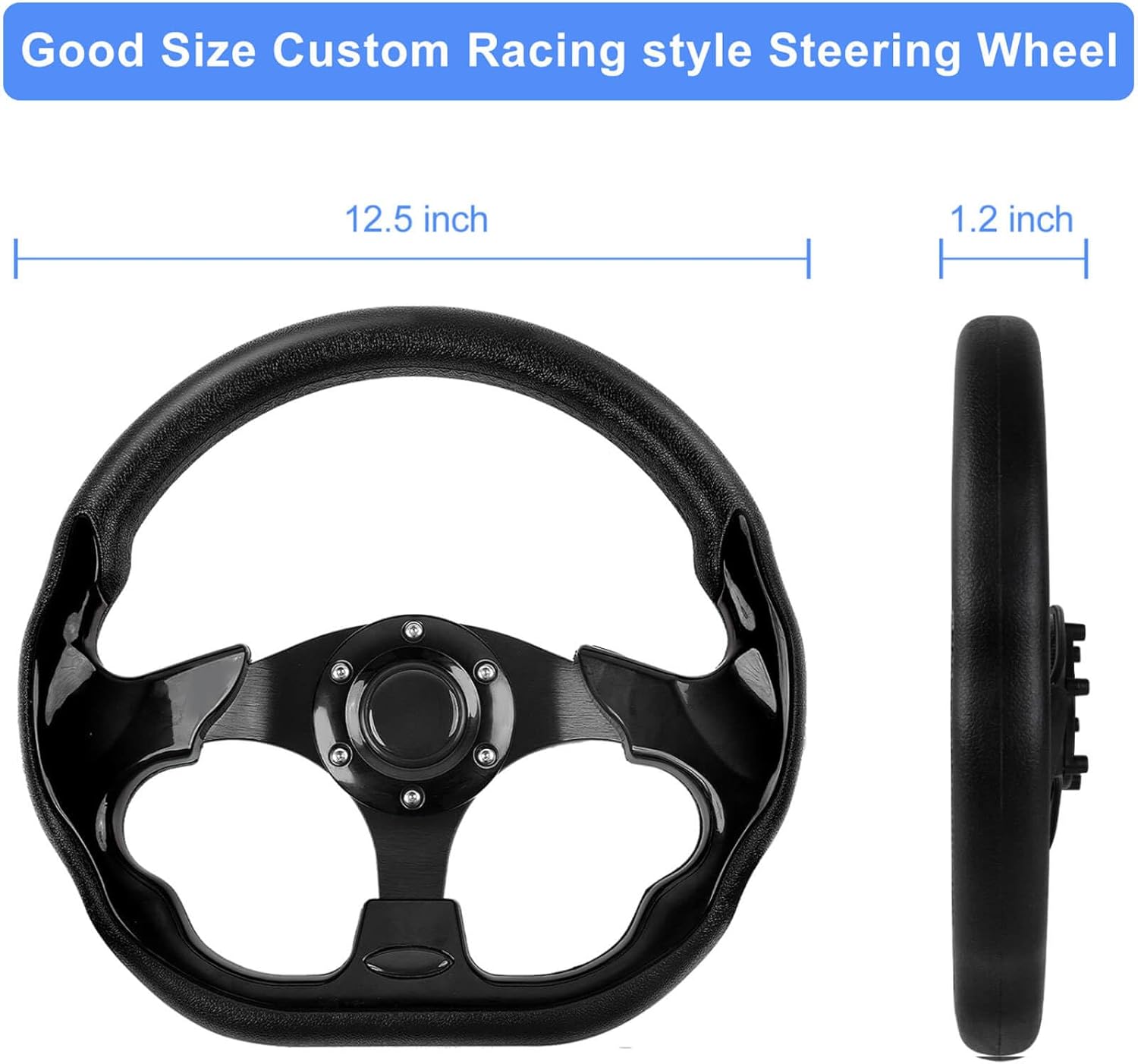 Golf Cart Steering Wheel, Fit EZGO TXT RXV, Club Car DS Precedent Tempo, Yamaha G2-G29 Most Golf Cart, Universal Golf Steering Wheel, Ergonomic Design, D Shape Design