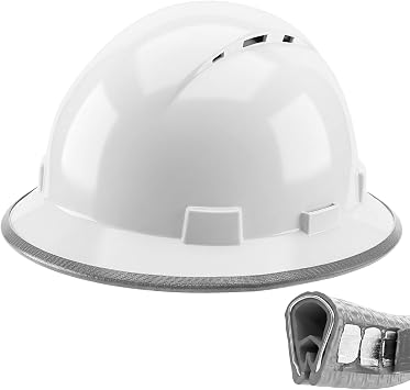 Aolamegs Hard Hat Brim Guard with Steel Core-Universal Full Brim Hard Hat Accessories,Clip on Impact-Resistant Edge Protector