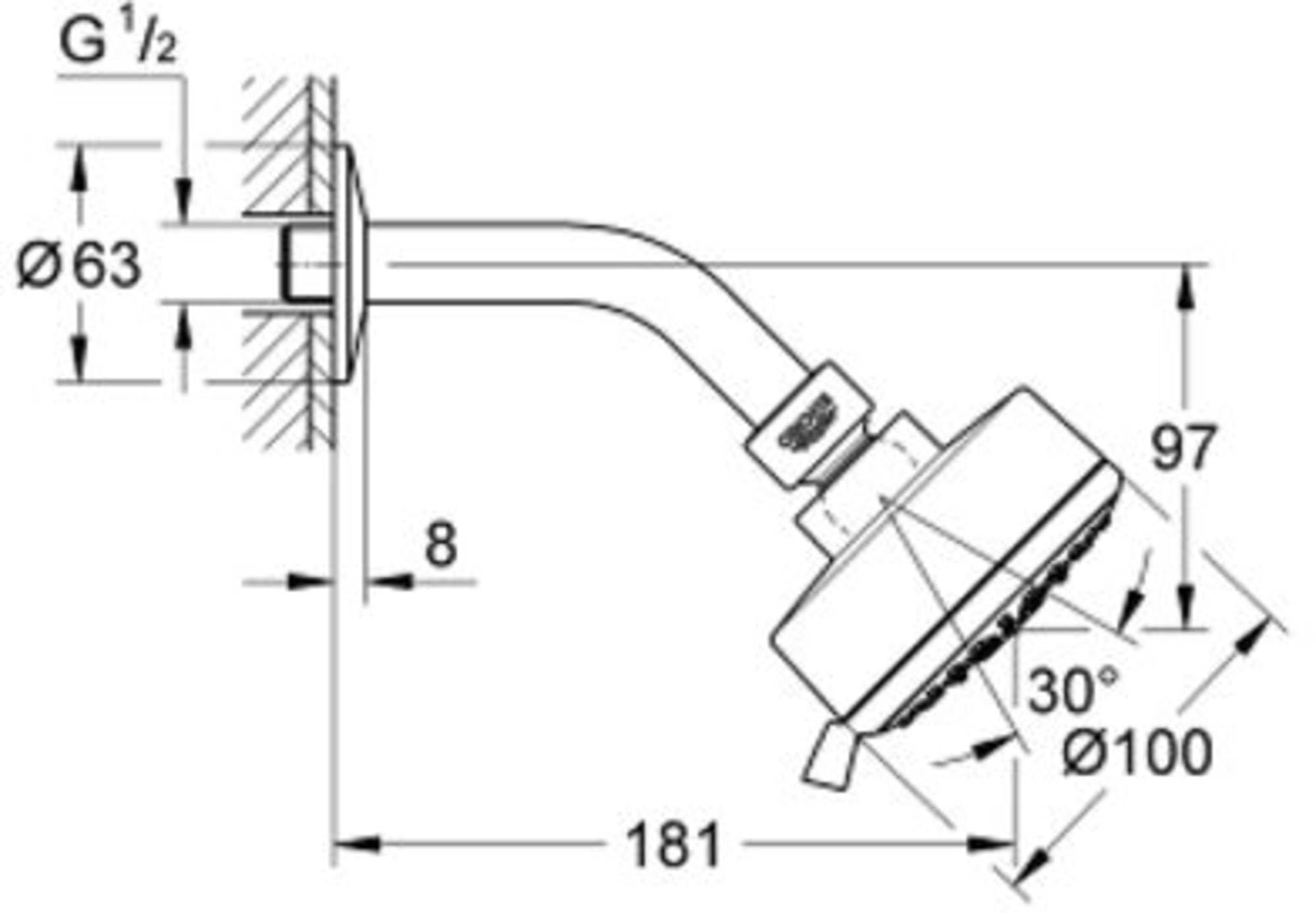 Grohe 27869001 alcachofa ducha a 4 chorros Tormenta, cromo