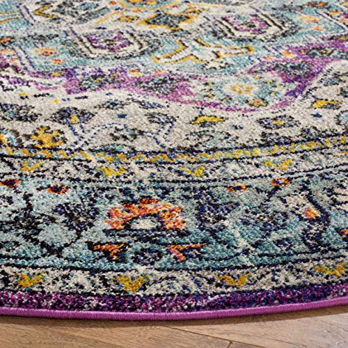 Tapete decorativo redondo Boho 79 cm violeta azul miniatura 4