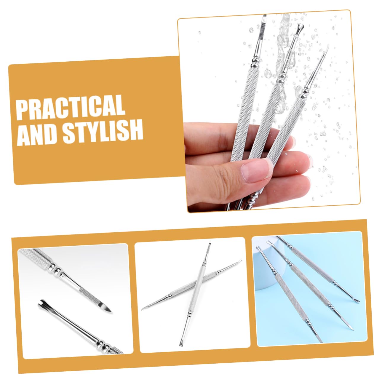 Ipetboom Nail Art Tools Kit 3pcs Dead Skin Forks Cuticle Remover Exfoliator Manicure Tools Set