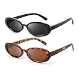 Sunglasses Womens Retro Oval Sunglasses for Women Men Fashion Small Oval Sun Glasses 90s Vintage Driving Shades