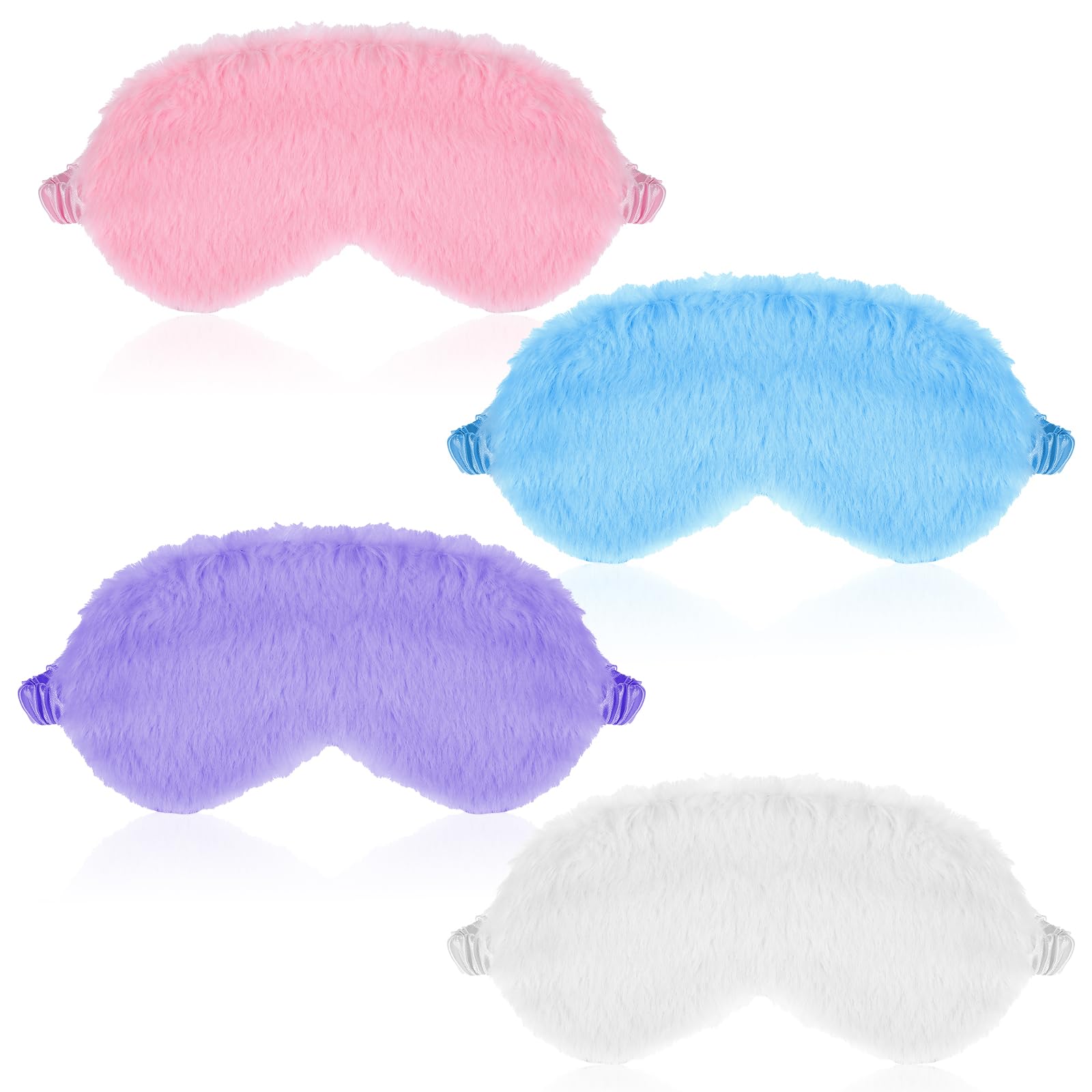 Paquete de 4 antifaces de felpa para dormir para niños, antifaz de seda suave para mujeres y niñas, máscara de satén opaca para dormir para la siesta, regalo para niñas y niños (estilo A)