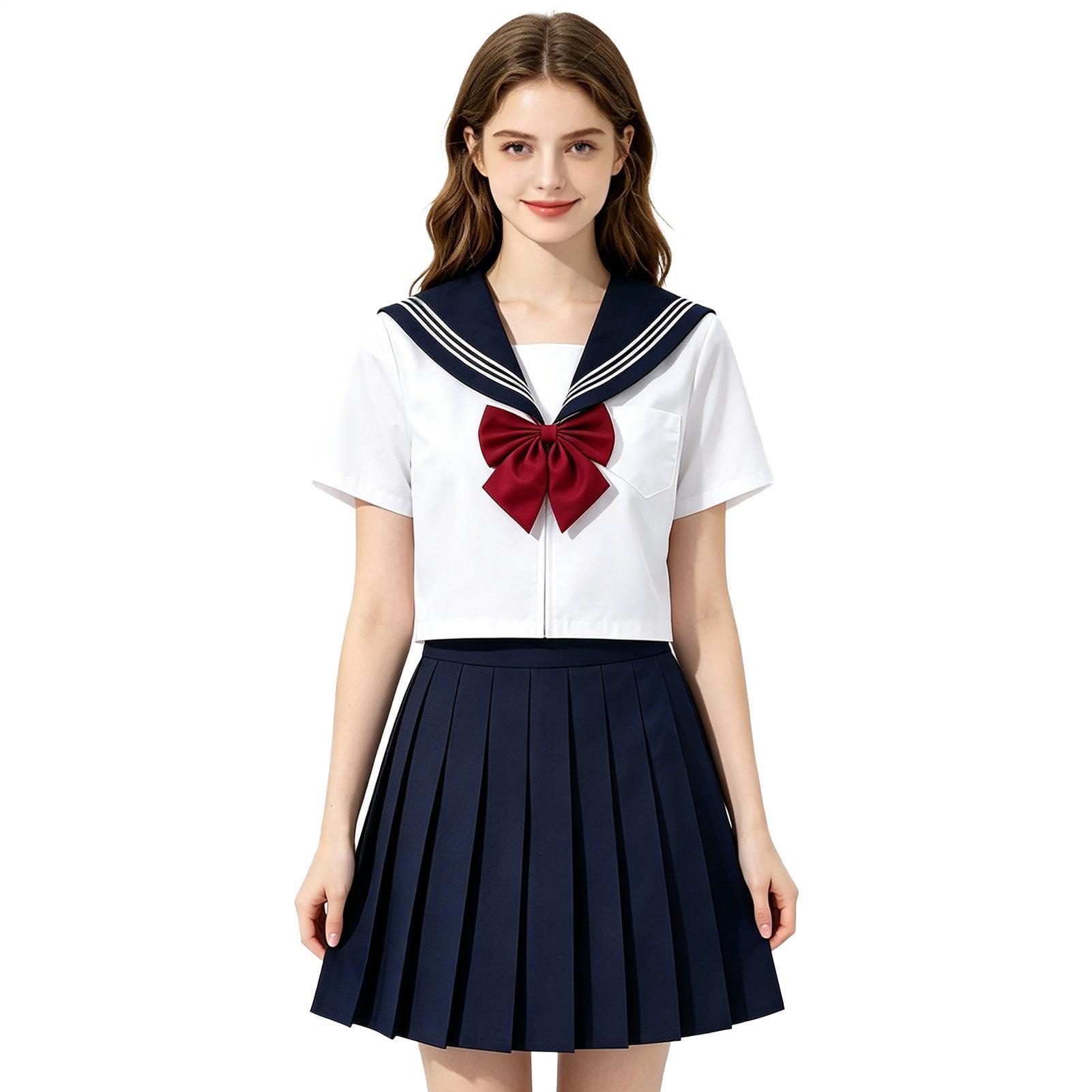 Abito da scuola giapponese – Abito tradizionale con gonna a pieghe, abito da marinaio, cosplay, uniforme scolastica, per eventi drammatici, cosplay, eventi, riunioni, feste, bambini, giovani studenti
