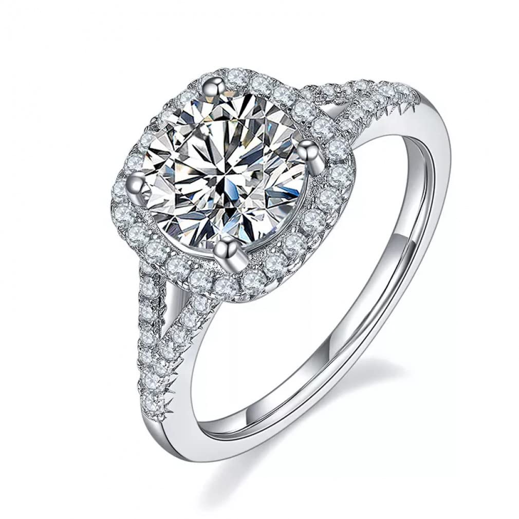 Tummty 2 Karat D Farbe Moissanite Funkelnde Eheringe für Frauen 925 Sterling Silber Verlobungsschmuck