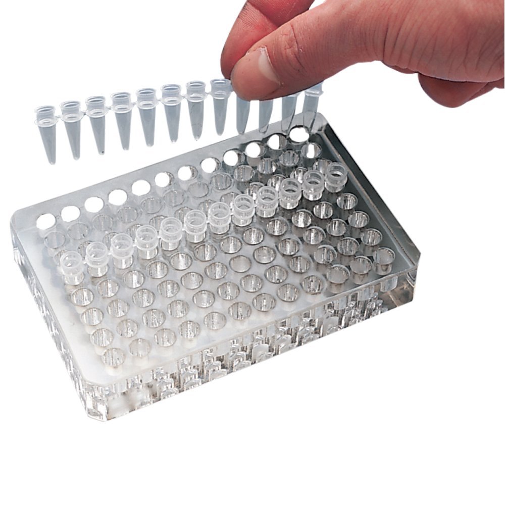 neoLab Polymethylmetacrylat Acrylglas-Kühler für PCR-Gefäße, 96 (8 x 12) Plätze, Transparent, 145 mm x 105 mm x 28 mm