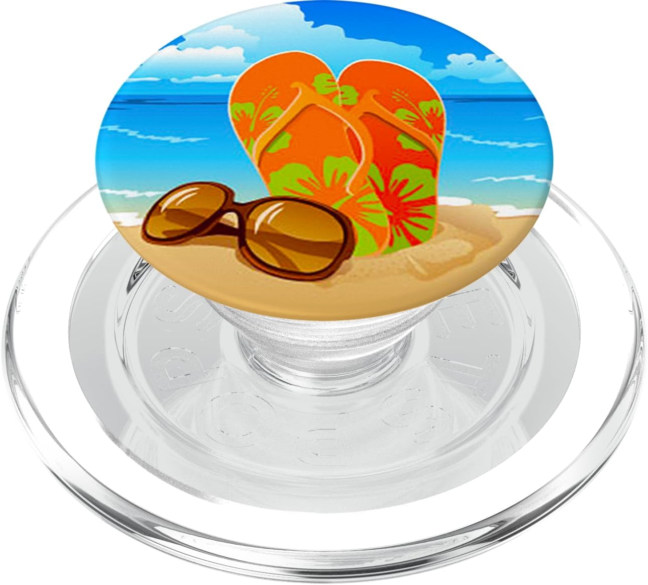 Beach Vacation Caribbean Tropical Flip Flop Sunglasses PopSockets MagSafe PopGrip for iPhone