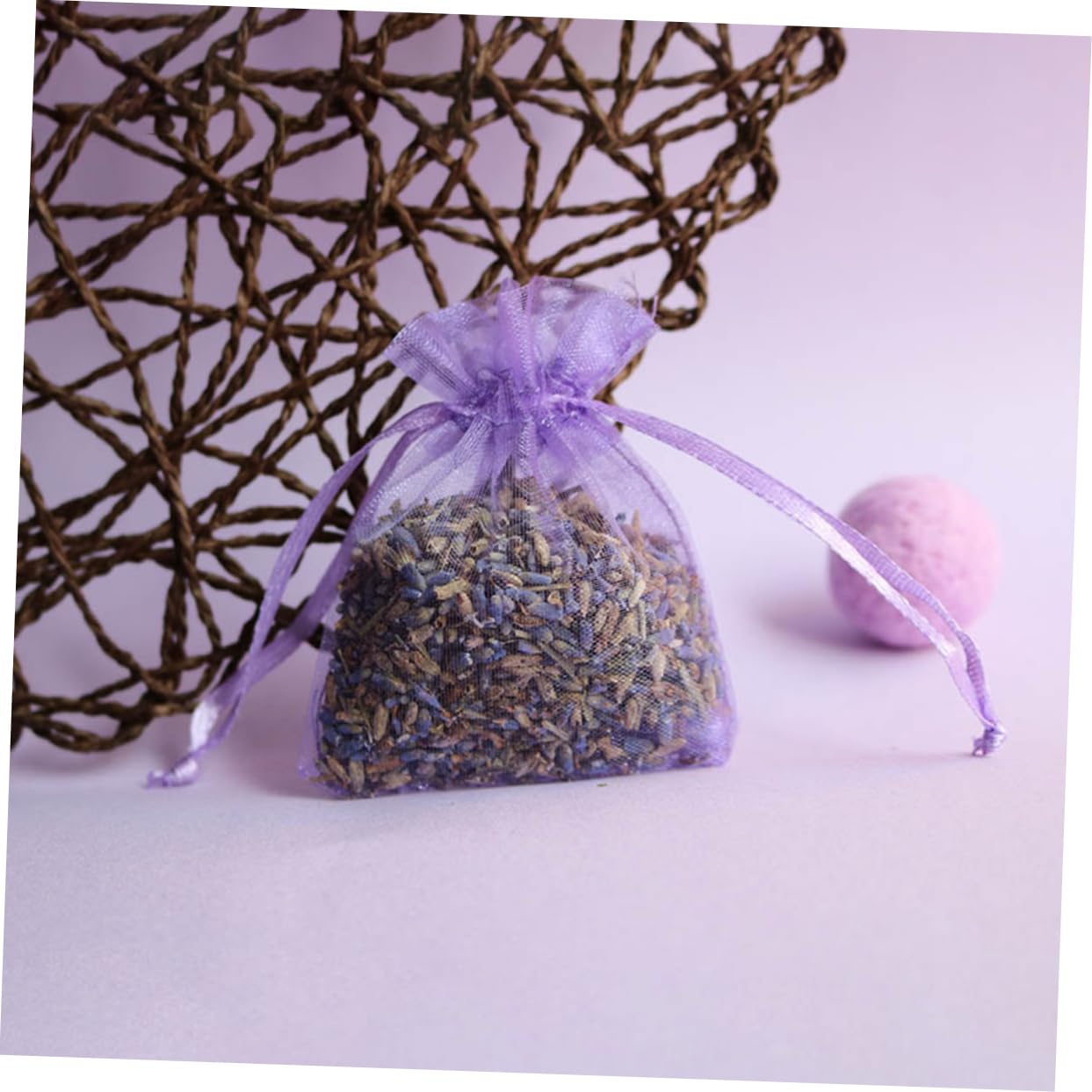 COLLBATH Organza Bags Drawstring 100pcs Lavender Pouches for Wedding Favors Candy Bags