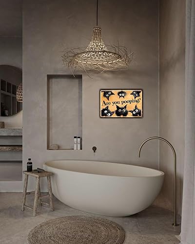 Miniatura 4 de Letrero de metal retro con texto en inglés "Are You Pooping Cat Cat", decoración de baño con texto en inglés "Are You Pooping", decoración del hogar