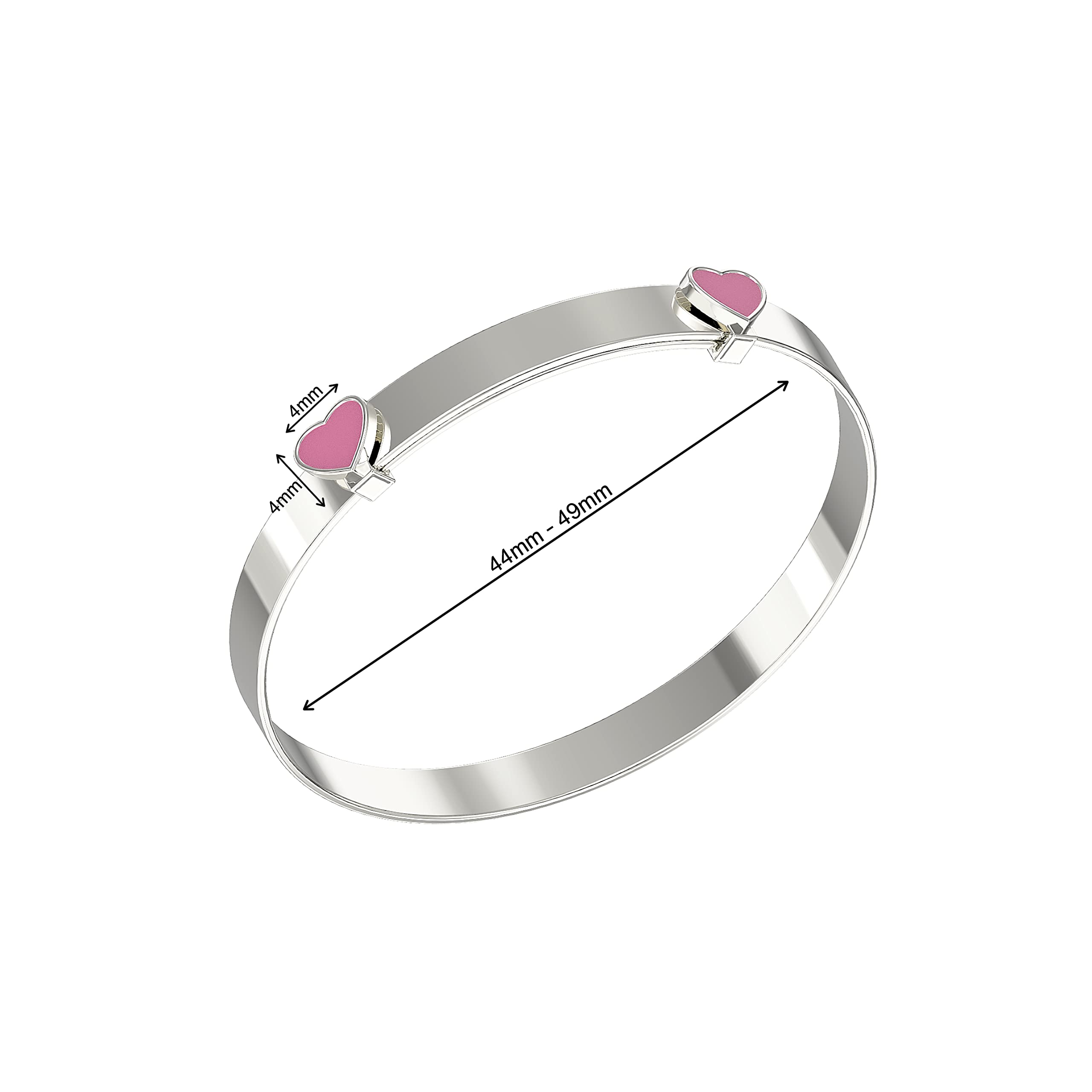 Aeon Bracelet extensible bébé argent sterling 925, cœurs émail rose, baptême, coffret cadeau