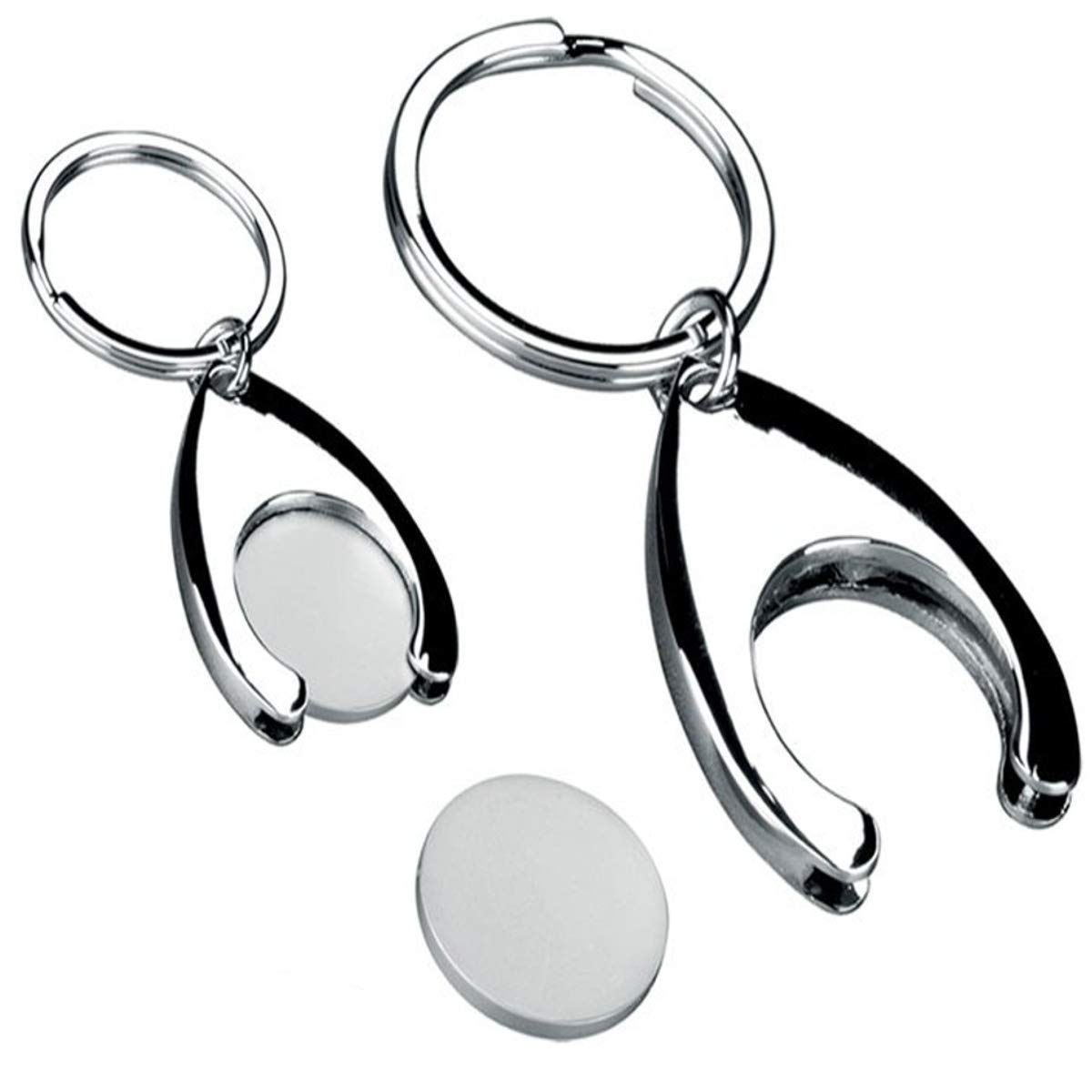 Schlüsselanhänger mit Chip für Einkaufswagen 8x3,5x1 cm Premium Silber Plated edel versilbert in Top Verarbeitung