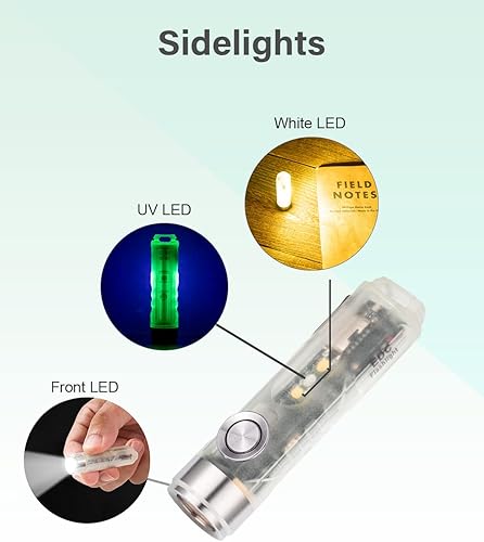 Miniatura 3 de RovyVon Aurora A5-G4 USB C - Linterna de llavero recargable, 650 lúmenes, súper brillante, tamaño mini, con 2 luces laterales de lectura blanca