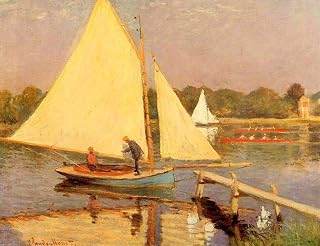Toperfect Paintings on Canvas - 20 Famous Art Oil Paintings - Boaters at Argenteuil French riverside Claude Monet -06, $50-$2000 Hand Painted by Art Academies' Teachers